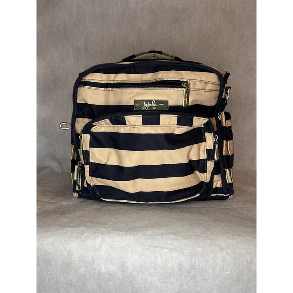 Ju-Ju-Be B.F.F. Baby Diaper Bag First Mate Tan And Blue Shoulder Strap
